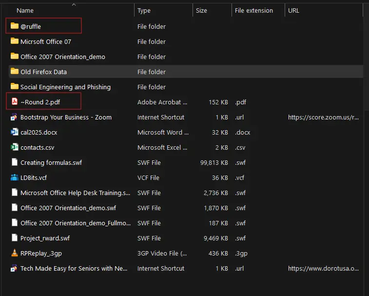 Image of a Windows file screen showing folders and files.
