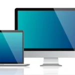 Different computer screens. Laptop, desktop, tablet and smartphone.