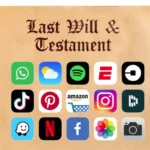Last will and testament with digital logos.